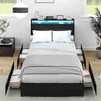 Amazon.com: Kiivakii Twin Size Bed Frame with 4 Storage